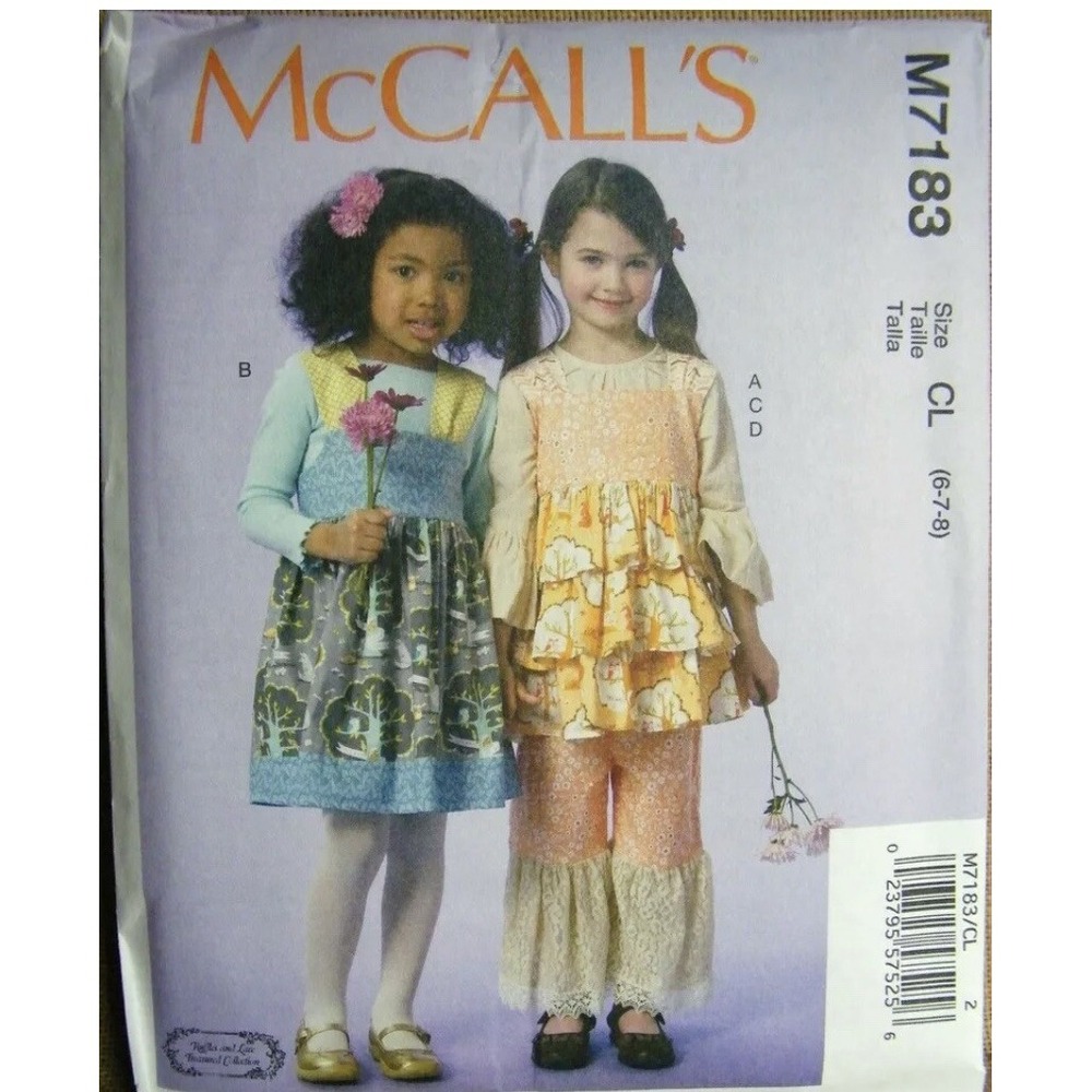 McCalls M7183 Sewing Pattern Girls Jumper Top Pants Sizes 6 7 8 Cut Complete